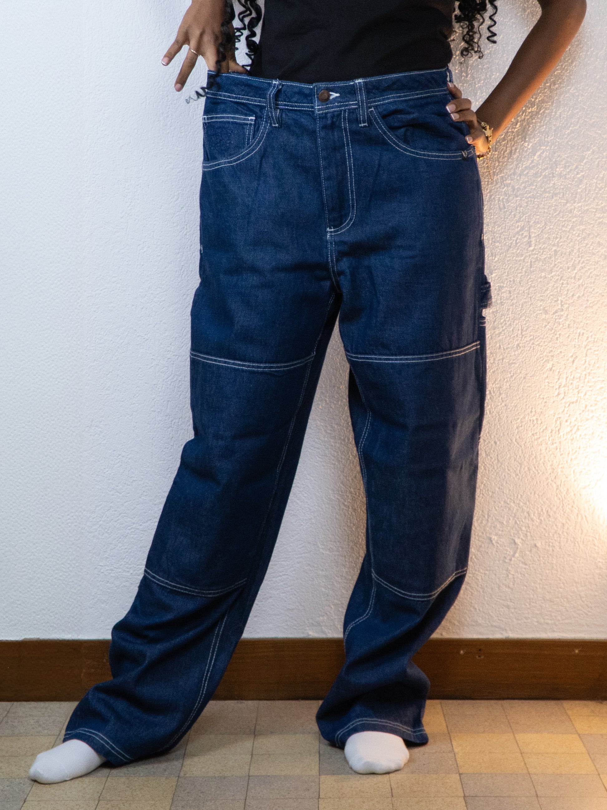 PANTALON BAGGY HALF HALF 30 BLEU CLAIR