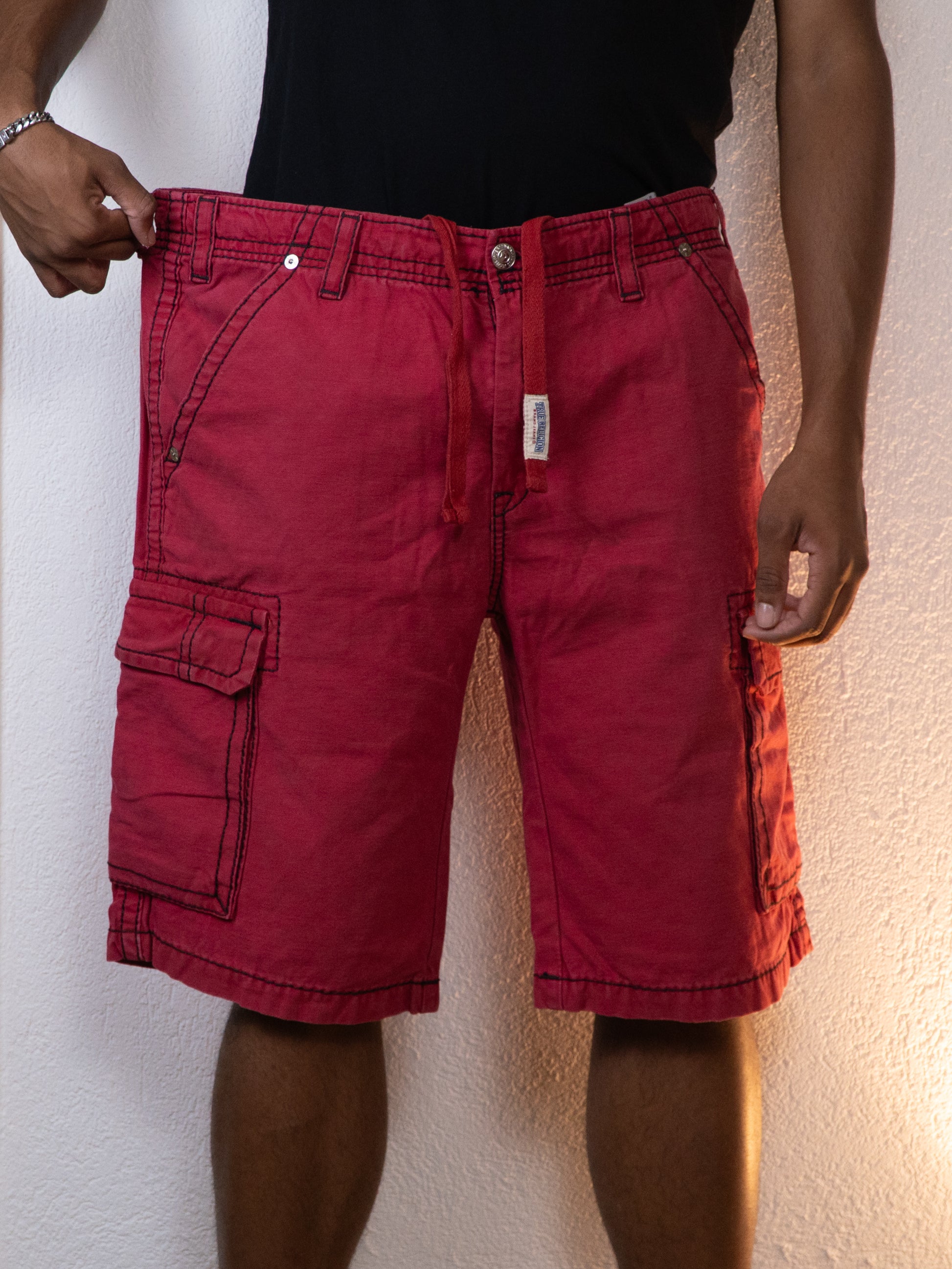 SHORT JEANS TRUE RELIGION 38 ROUGE