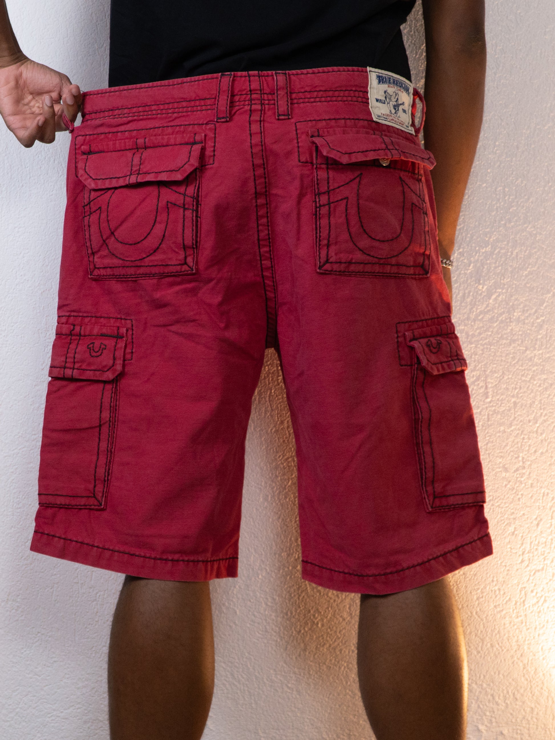 SHORT JEANS TRUE RELIGION 38 ROUGE