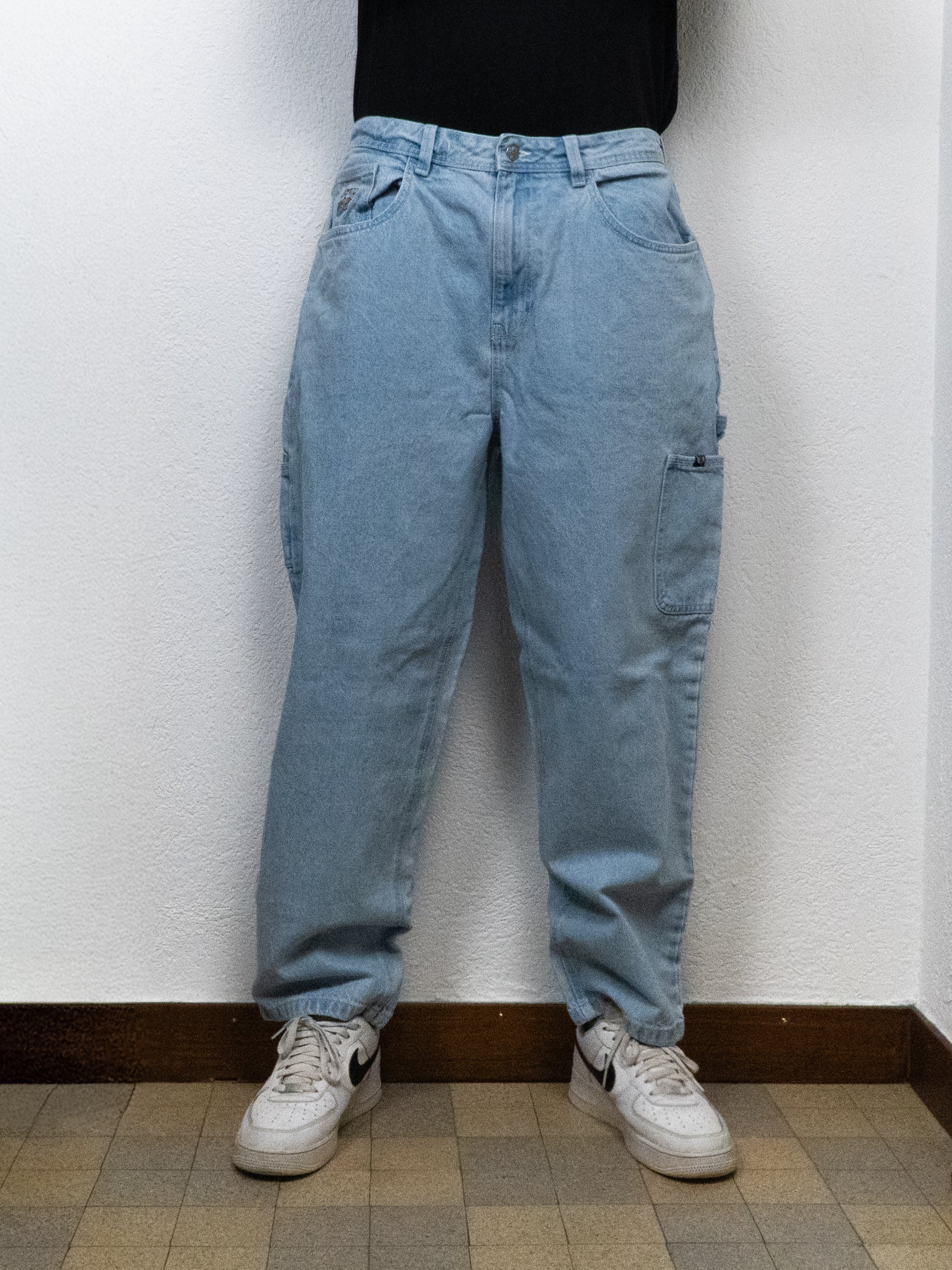 PANTALON HALF HALF BAGGY 36 BLEU CLAIR