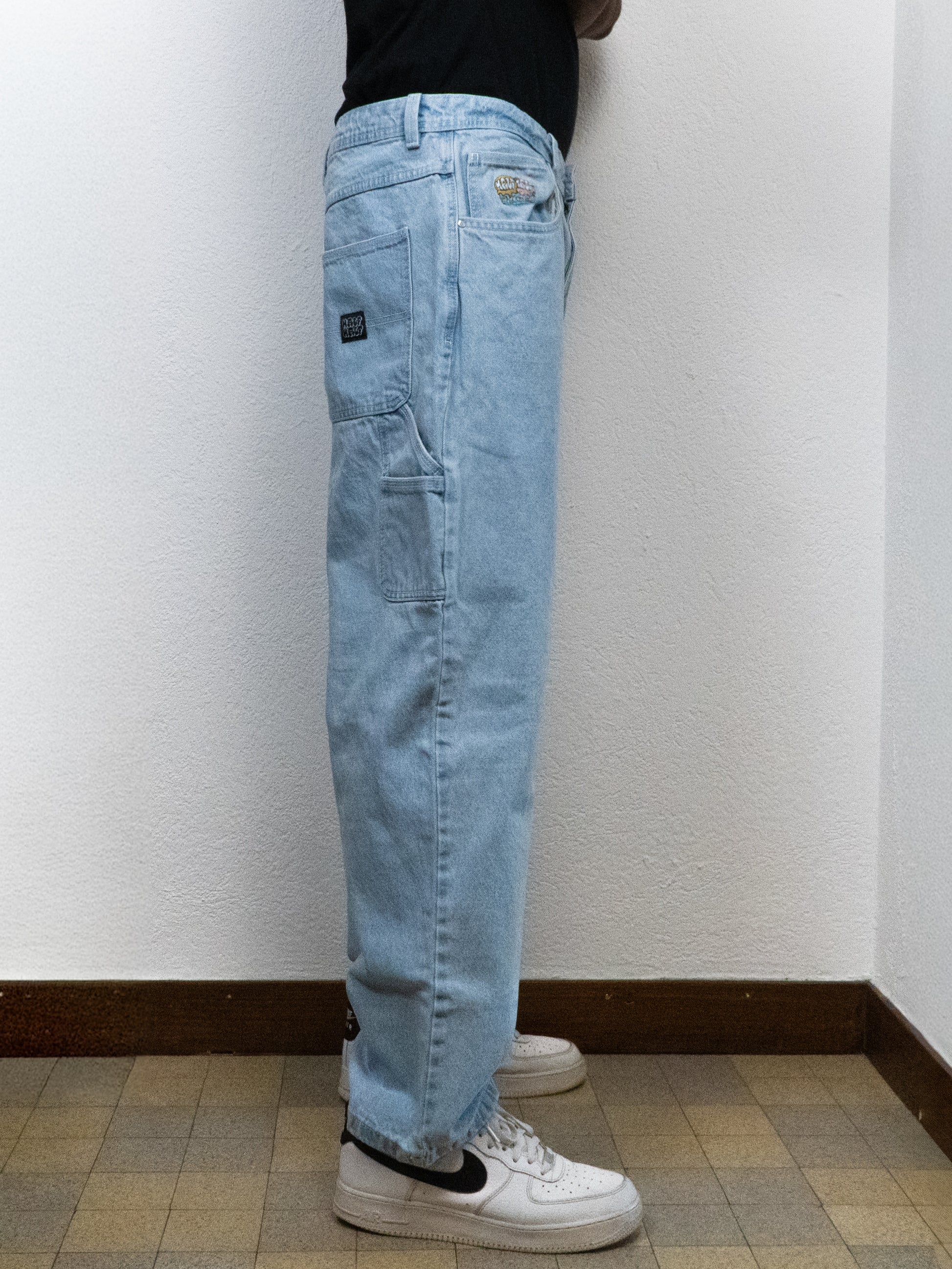 PANTALON HALF HALF BAGGY 36 BLEU CLAIR