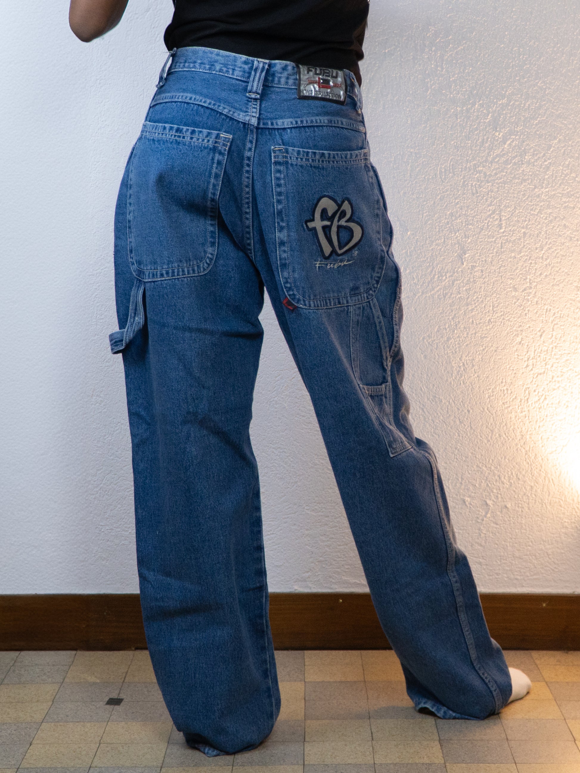 PANTALON BAGGY FUBU 30 BLEU