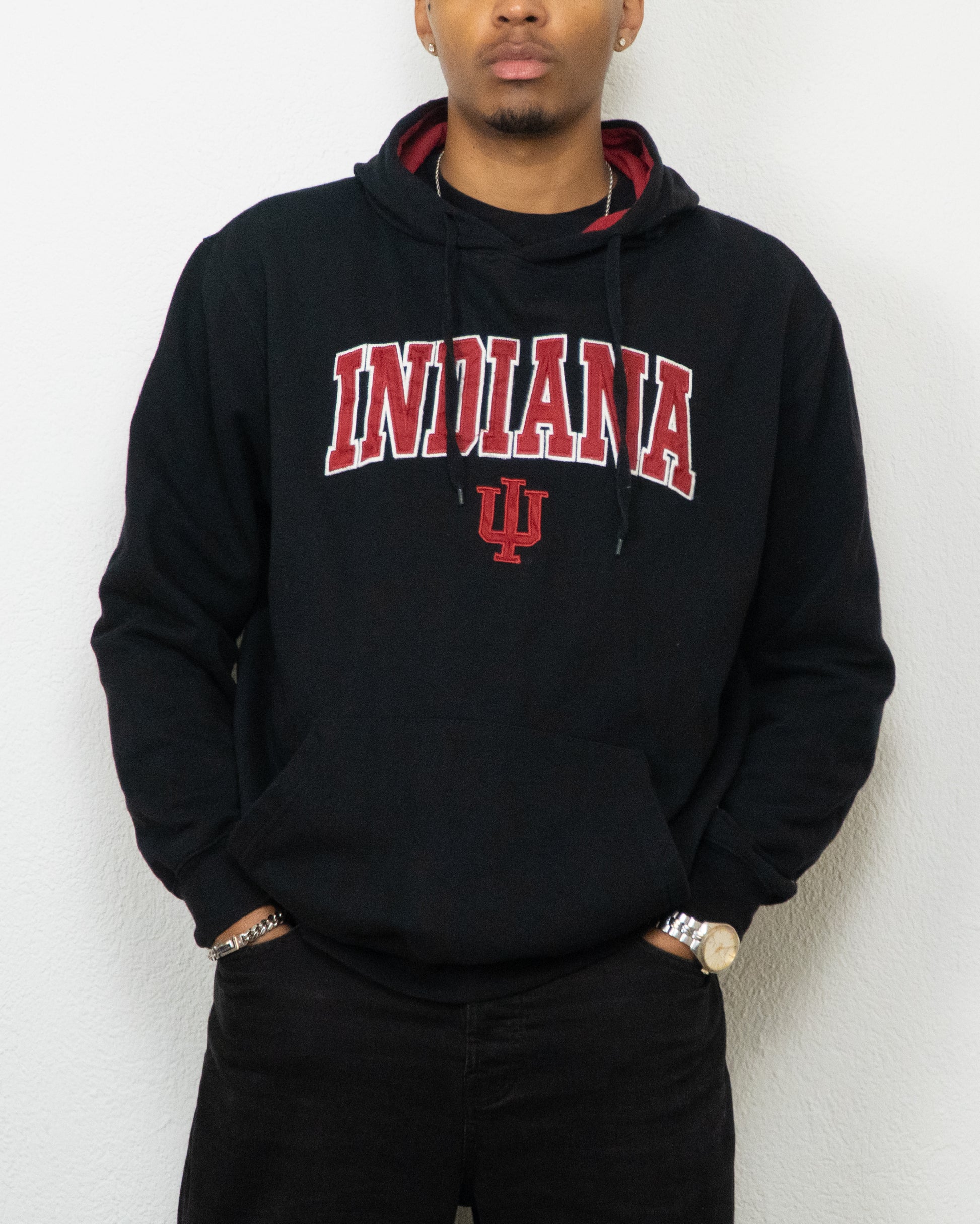 SWEATSHIRT CAPUCHE STADIUM ATHLETICS INDIANA HOOSIERS XL NOIR ROUGE