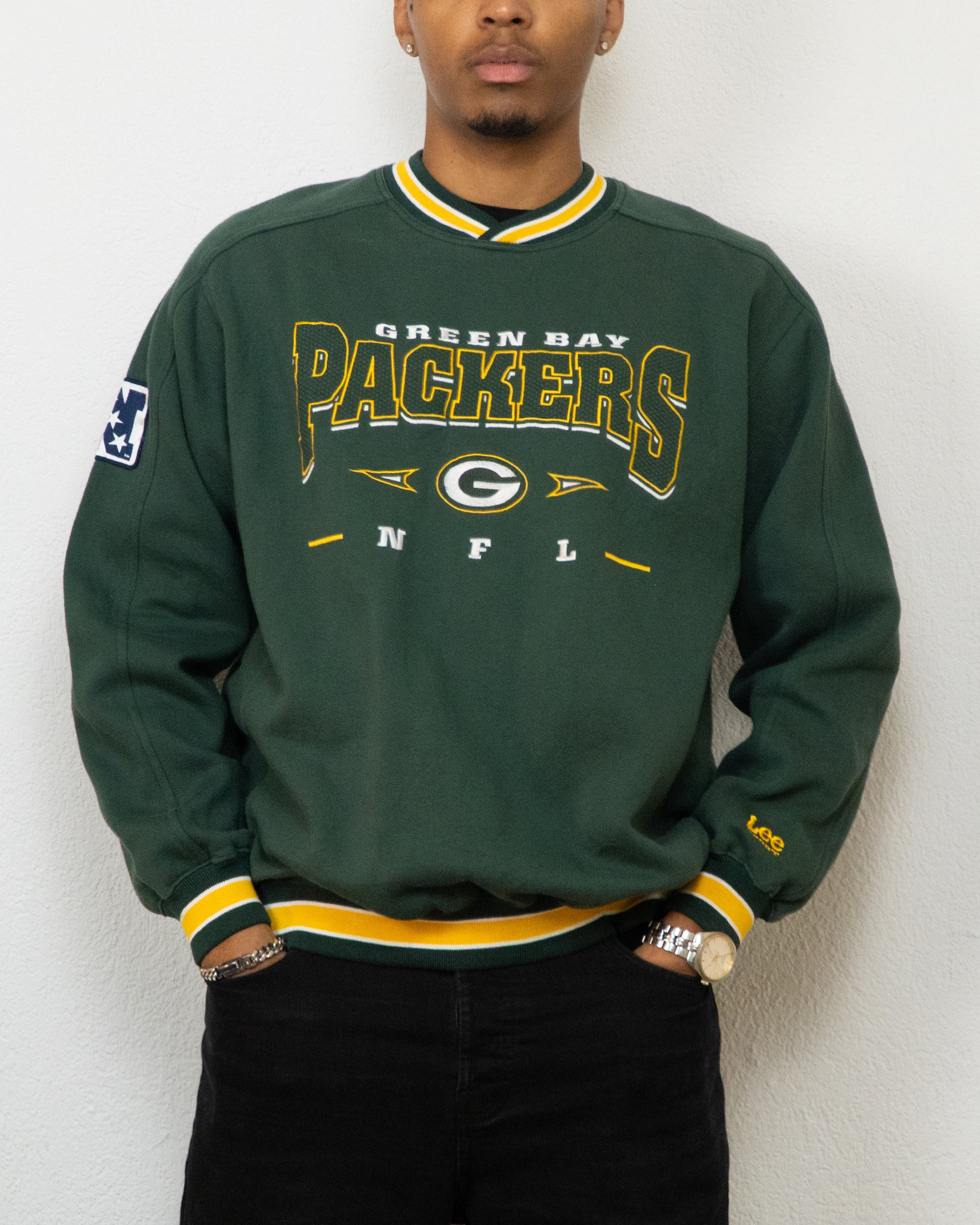 SWEATSHIRT LEE SPORT GREEN BAY PACKERS L VERT JAUNE
