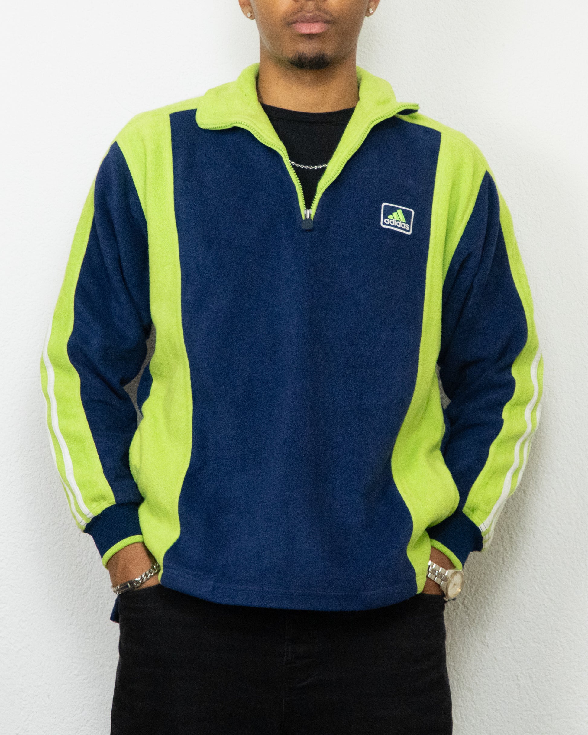 SWEATSHIRT POLAIRE ADIDAS L BLEU FONCÉ VERT