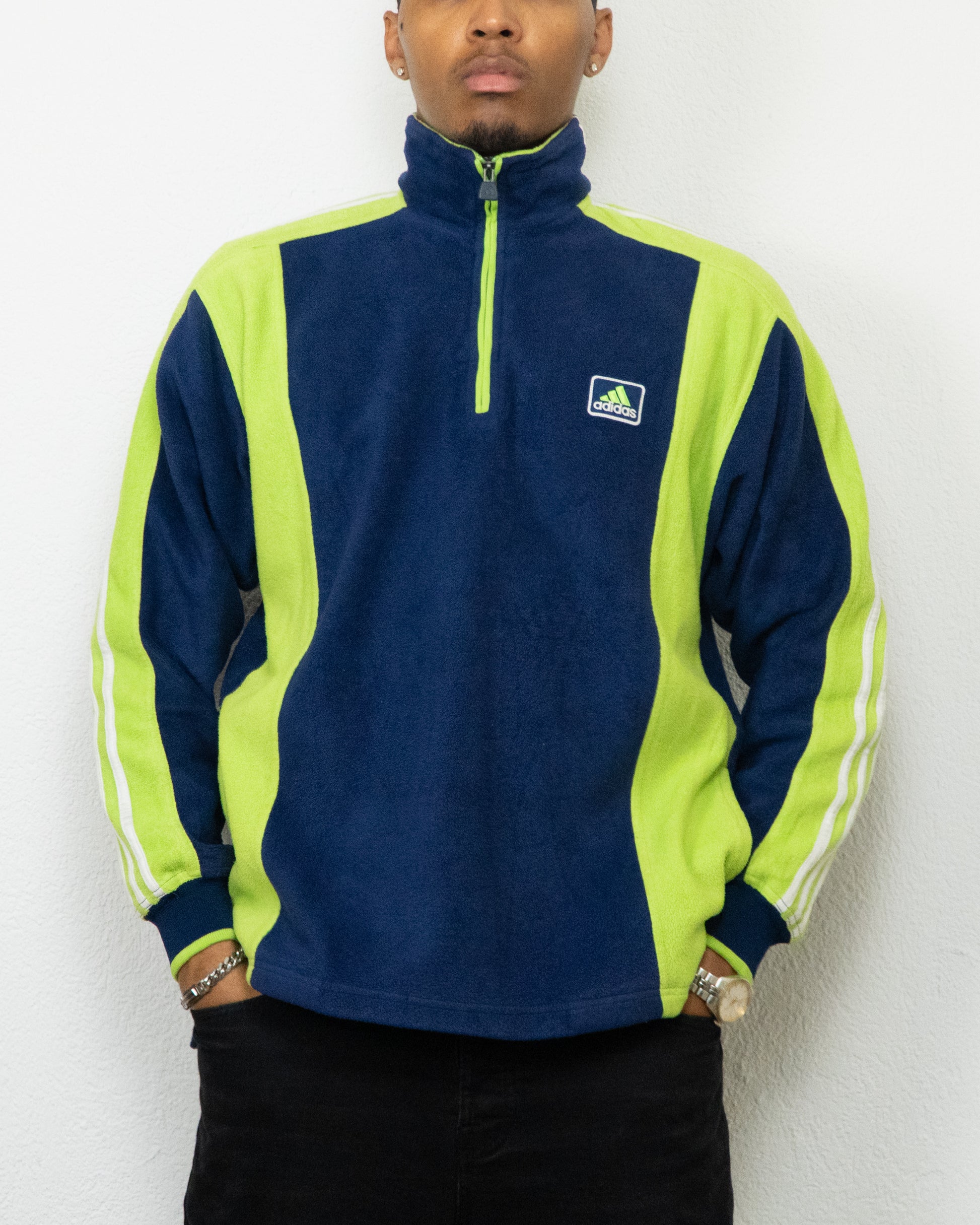 SWEATSHIRT POLAIRE ADIDAS L BLEU FONCÉ VERT