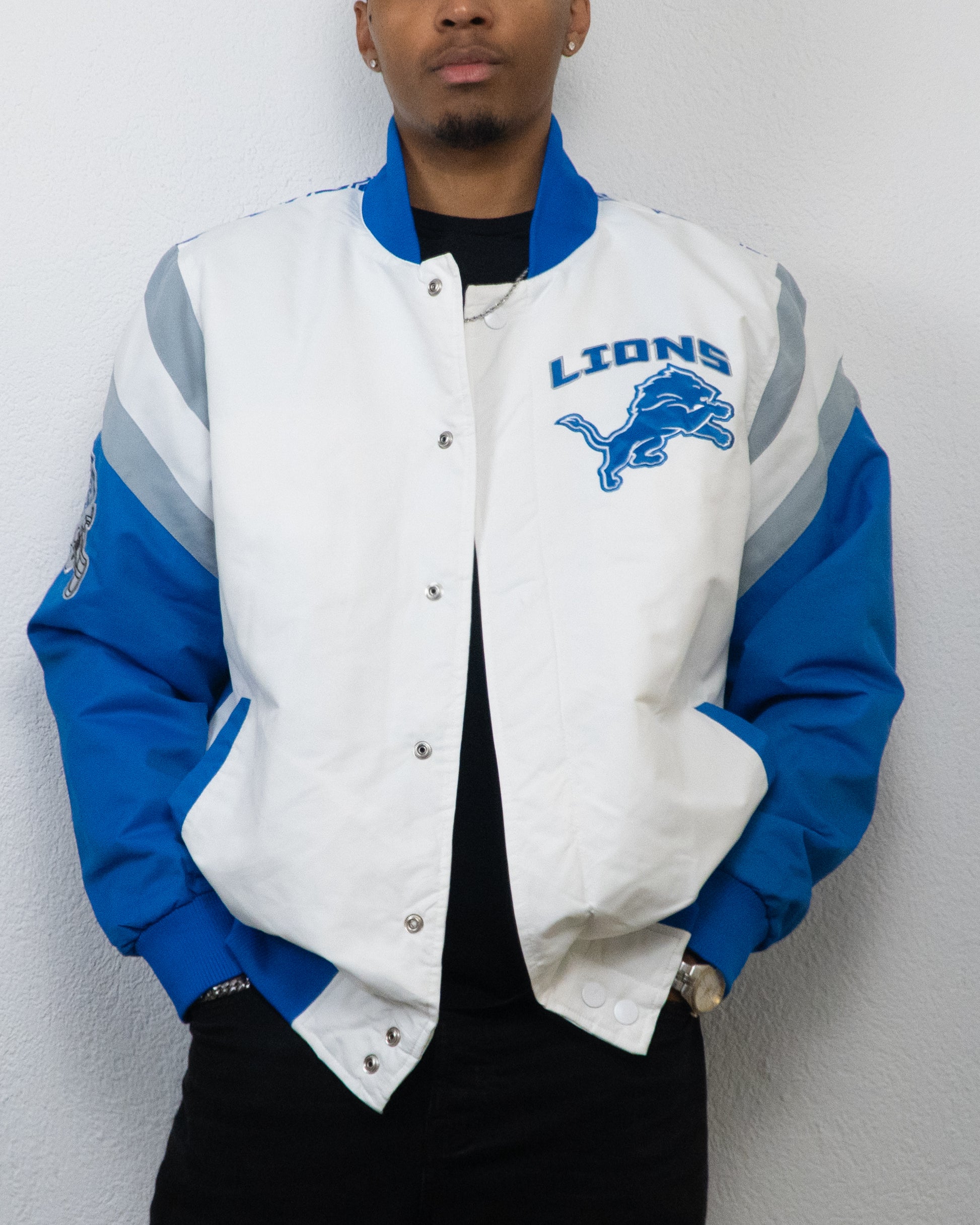 JACKET NFL DETROIT LIONS XL BLANC BLEU