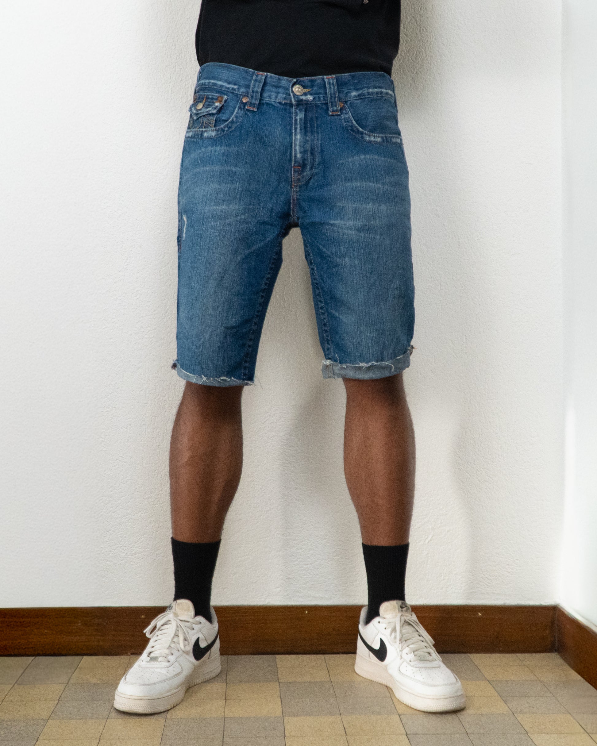 SHORT JEANS TRUE RELIGION W36 BLEU