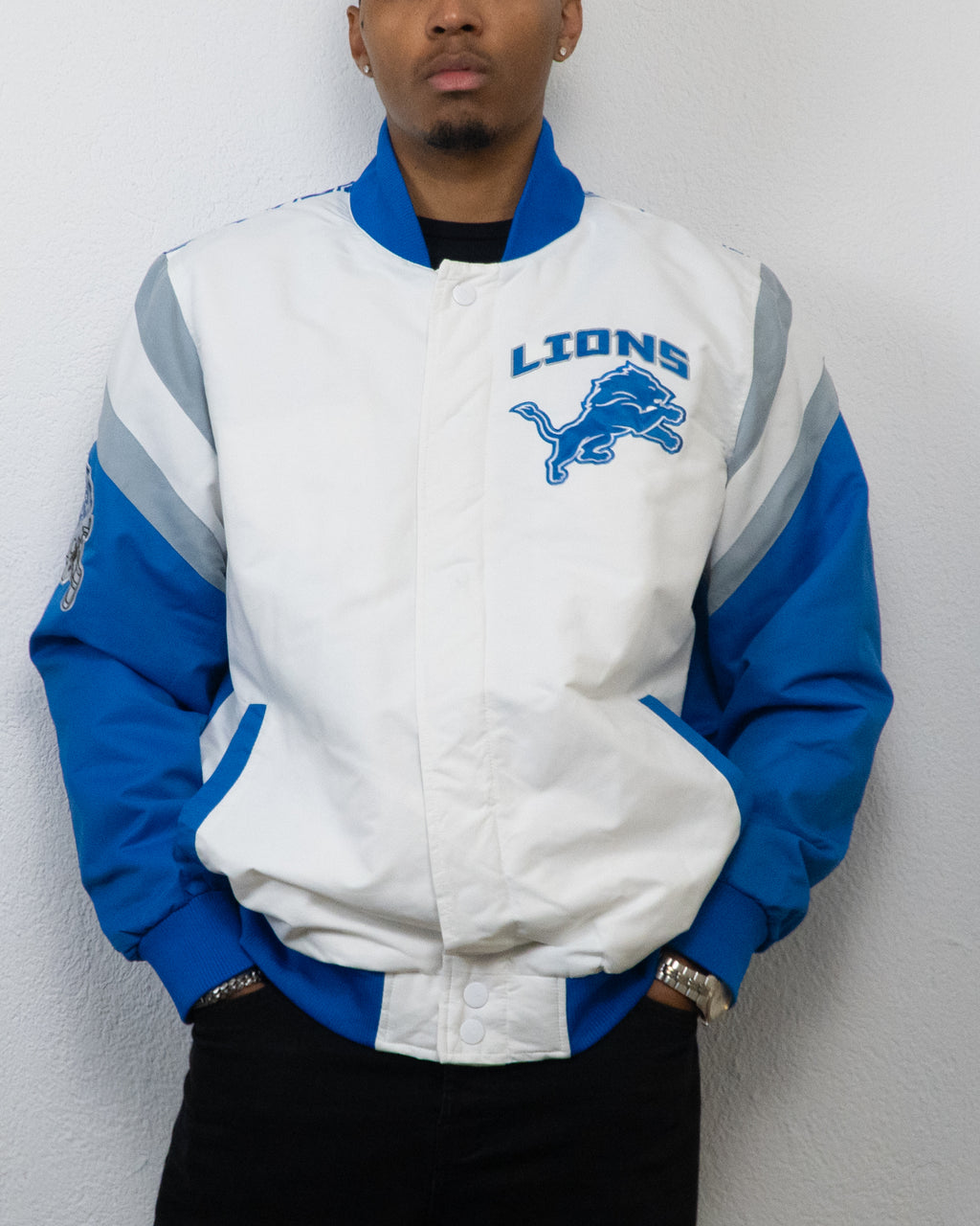 JACKET NFL DETROIT LIONS XL BLANC BLEU