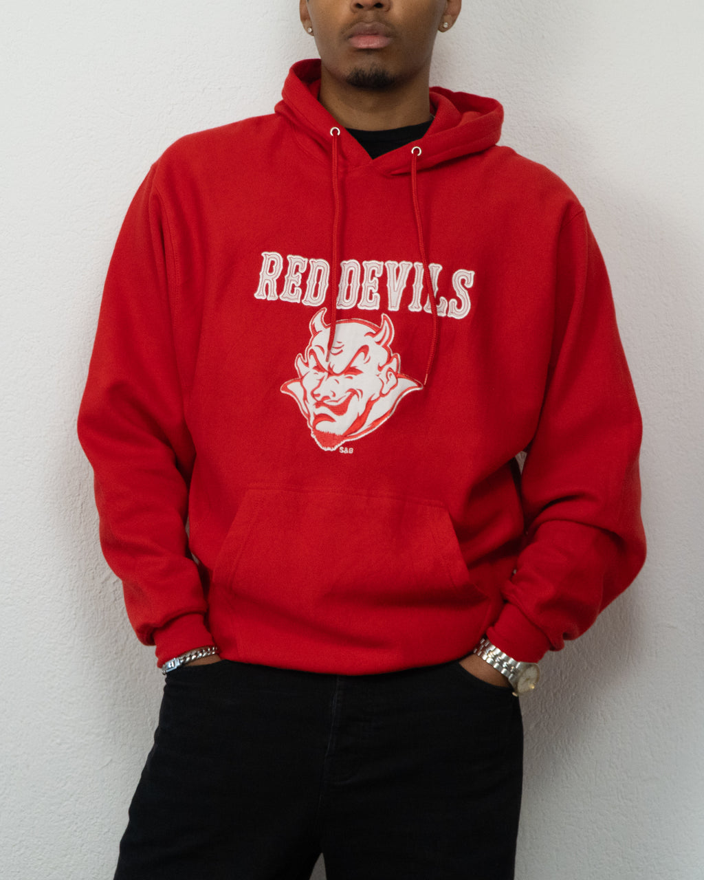 SWEATSHIRT CAPUCHE STEVE AND BARRY'S M ROUGE