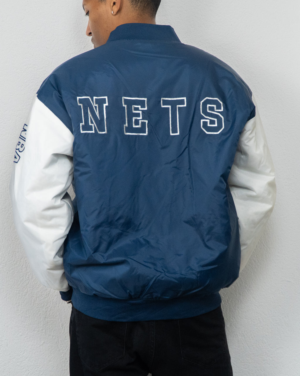 JACKET NBA USG REVERSIBLE NETS L MARINE BLANC