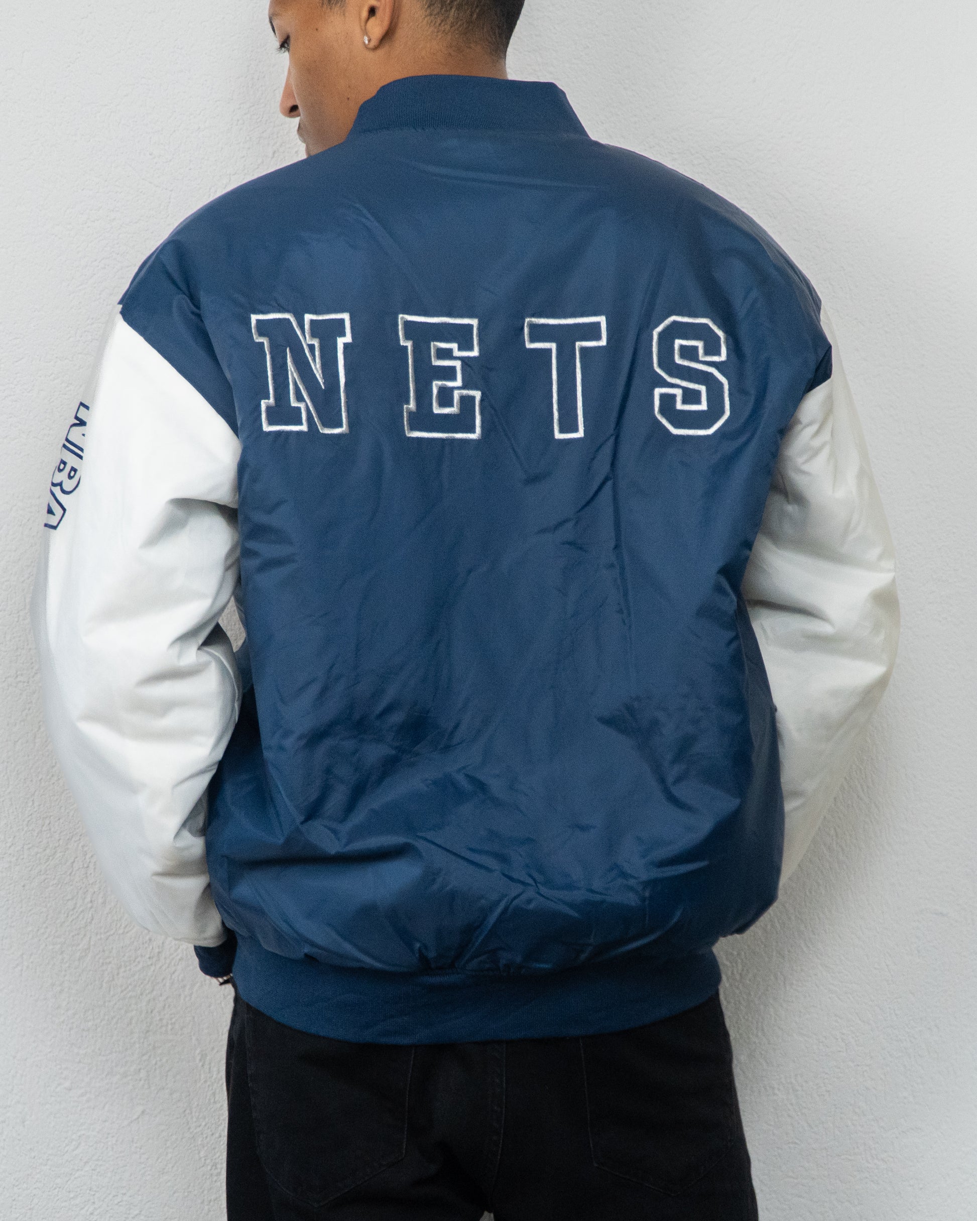 JACKET NBA USG REVERSIBLE NETS L MARINE BLANC