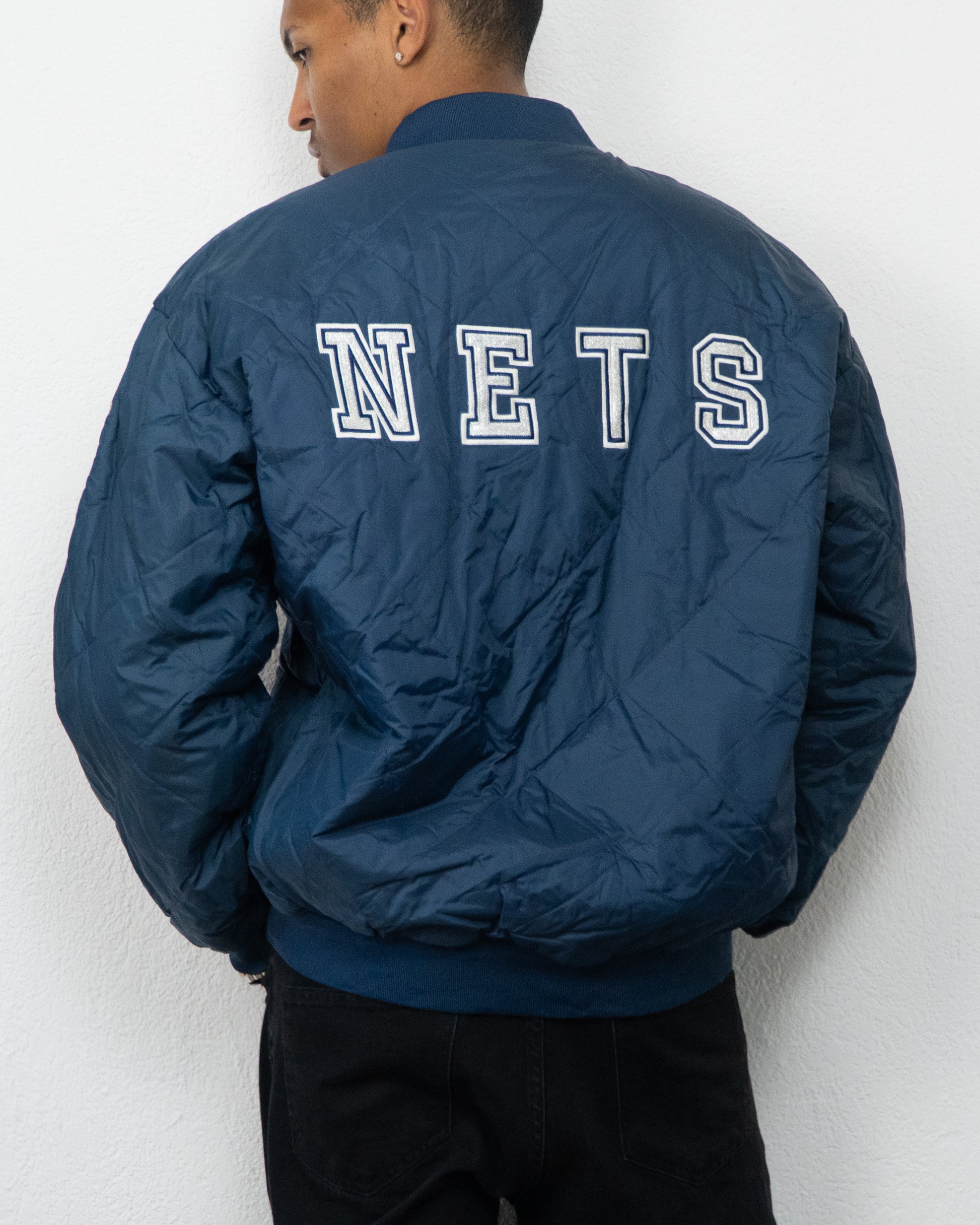 JACKET NBA USG REVERSIBLE NETS L MARINE BLANC