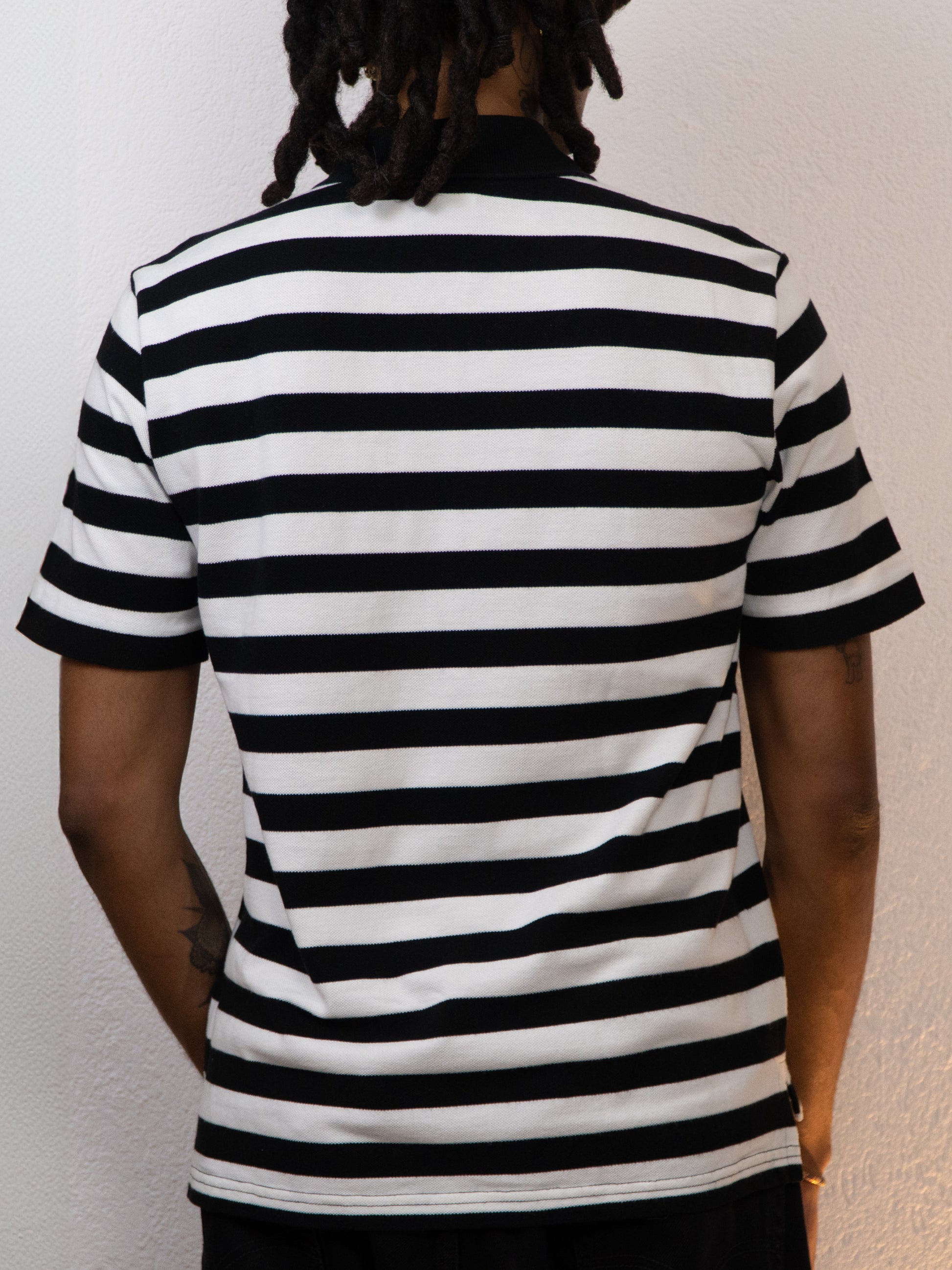 POLO LACOSTE L RAYÉ NOIR BLANC
