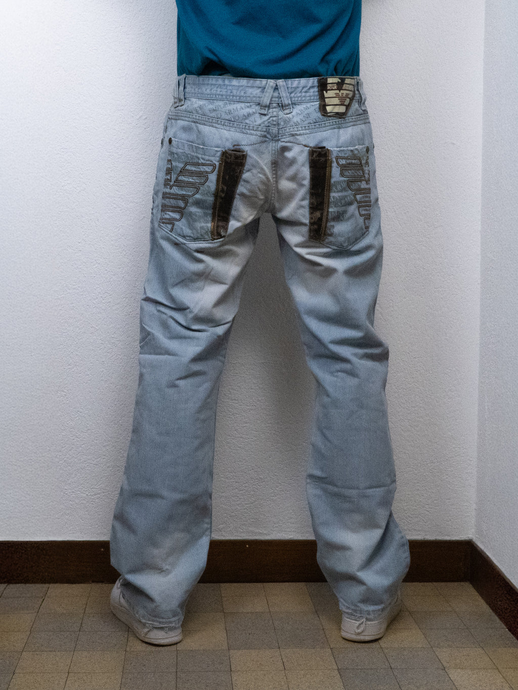 PANTALON EMPORIO ARMANI 38x34 BLEU CLAIR