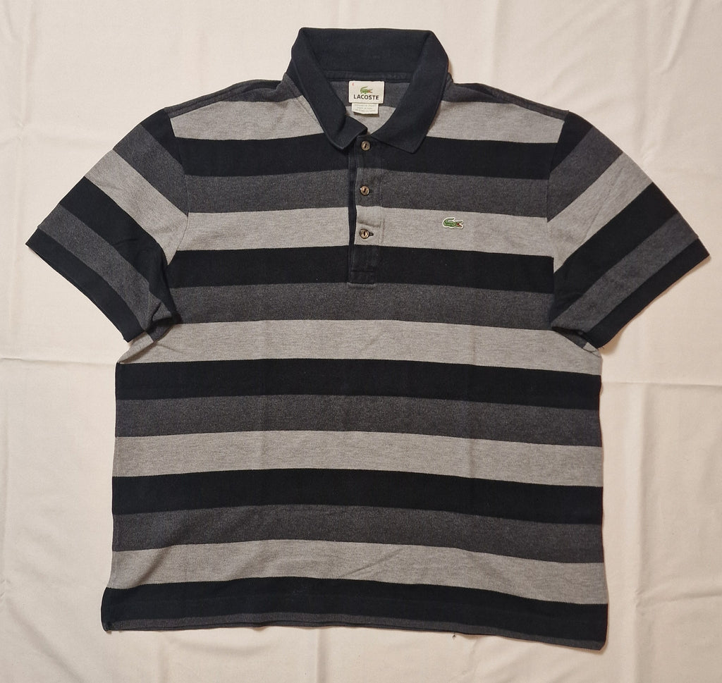 POLO LACOSTE 6/XL GRIS NOIR RAYÉ