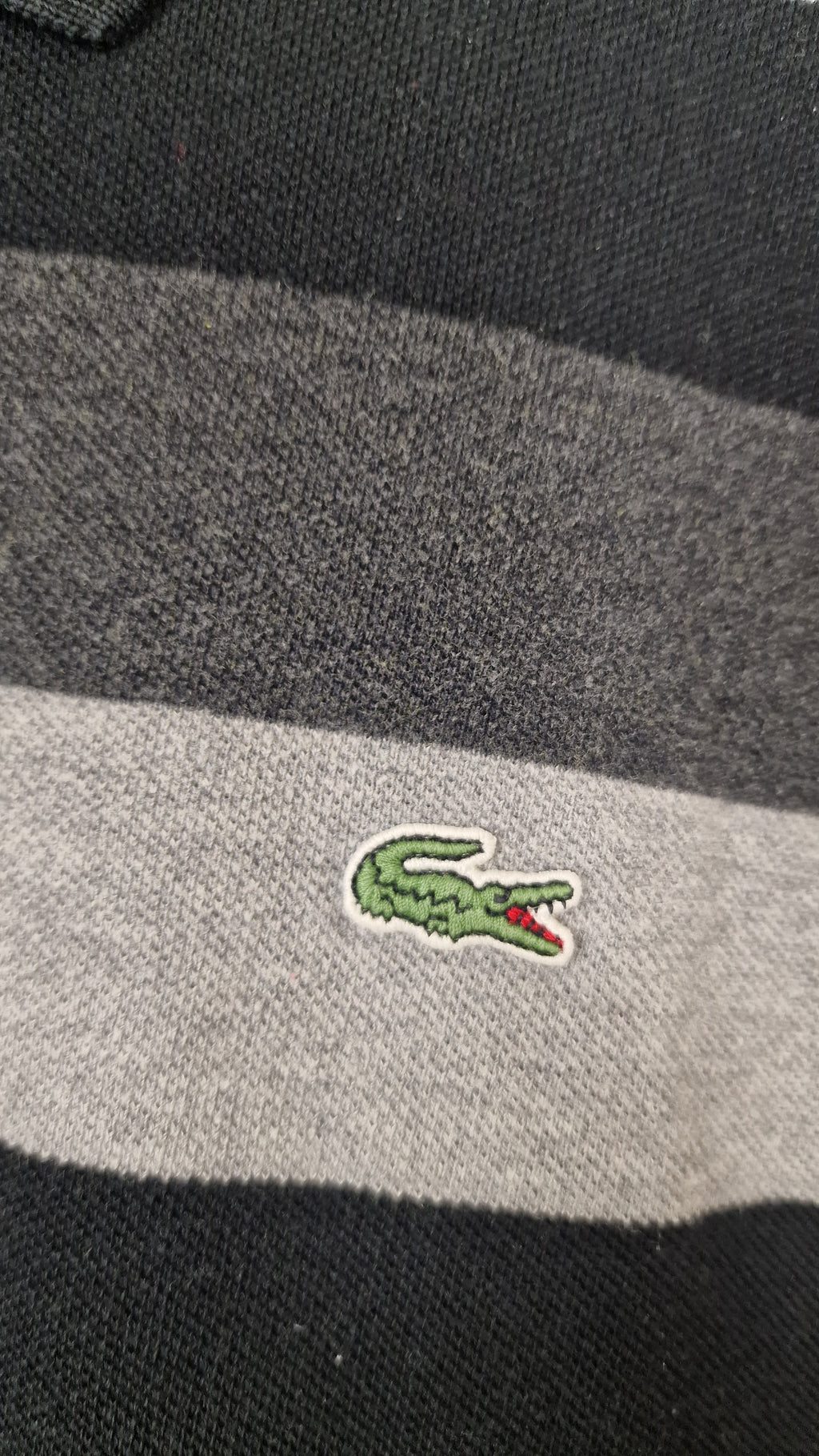 POLO LACOSTE 6/XL GRIS NOIR RAYÉ