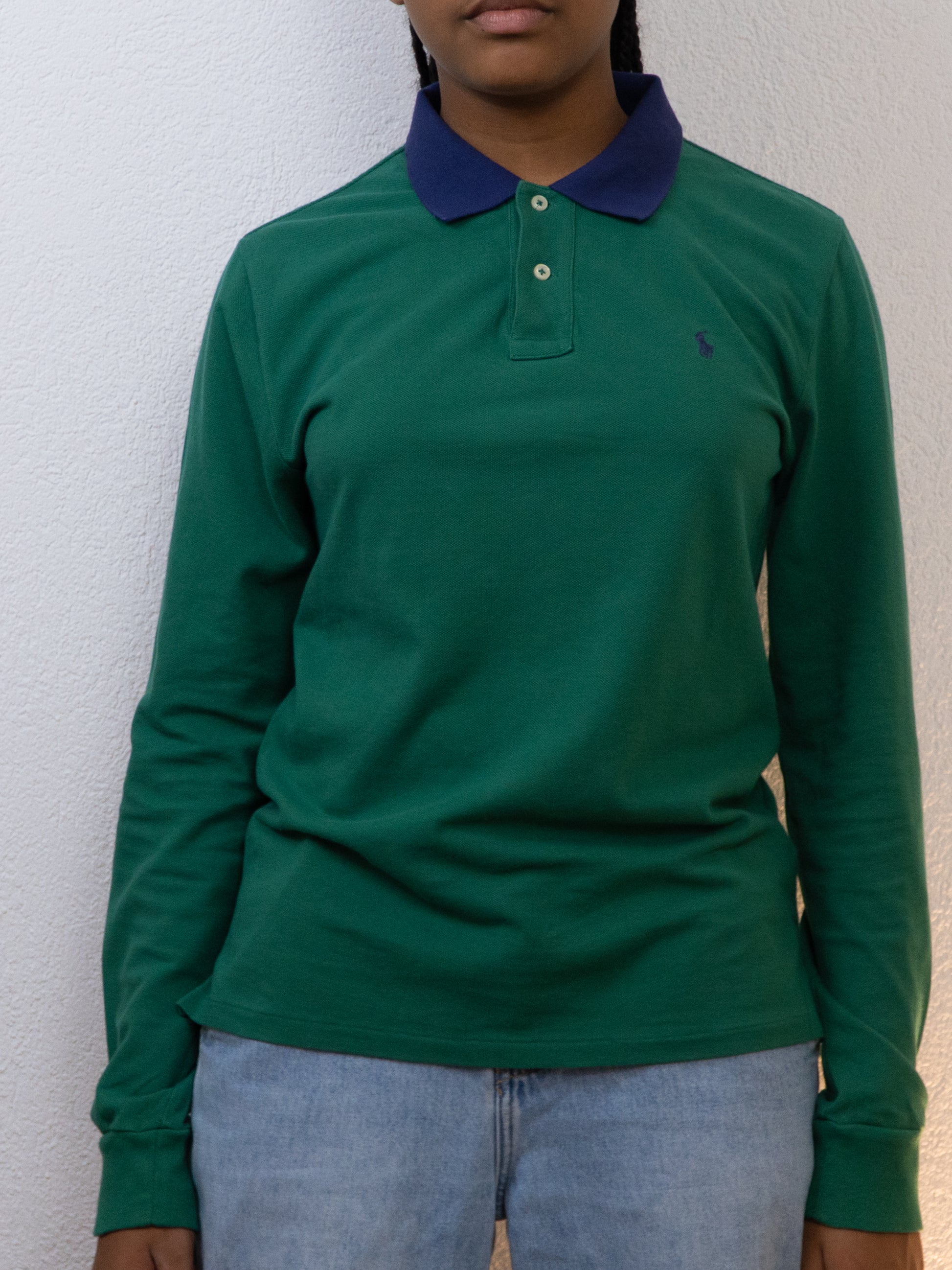 POLO ML RALPH LAUREN SLIM FIT XL VERT BLEU