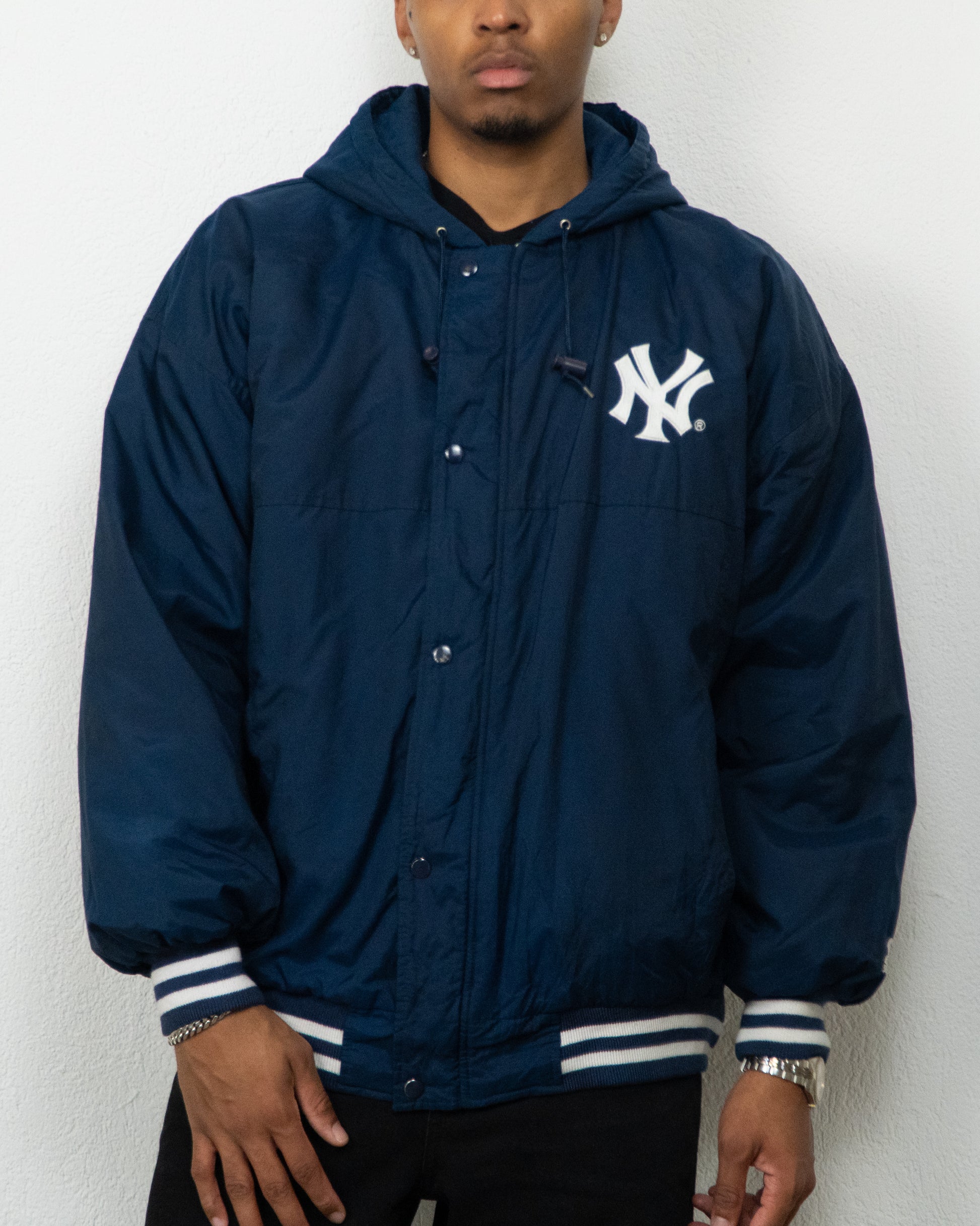JACKET STARTER MLB NY XL MARINE BLANC