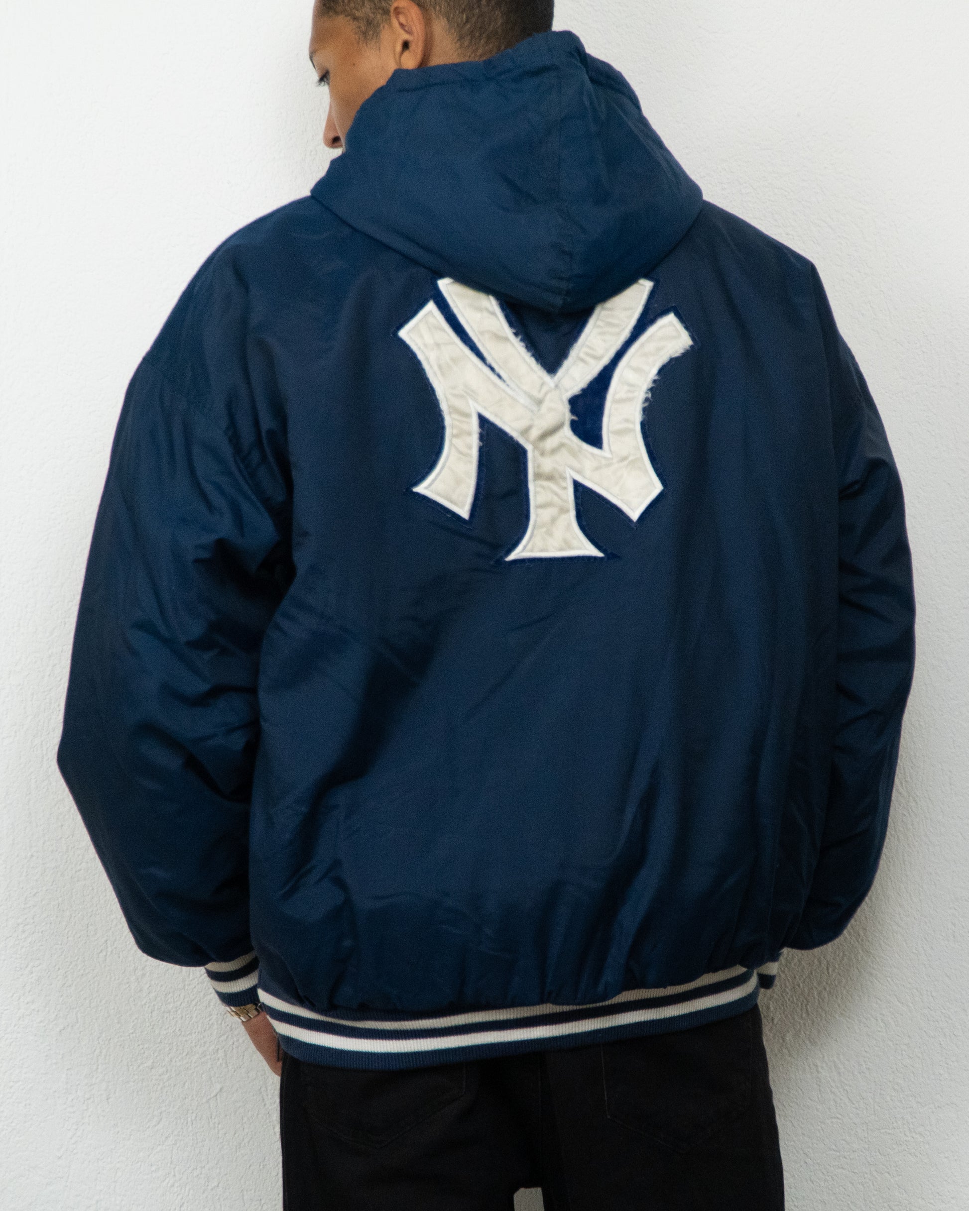 JACKET STARTER MLB NY XL MARINE BLANC