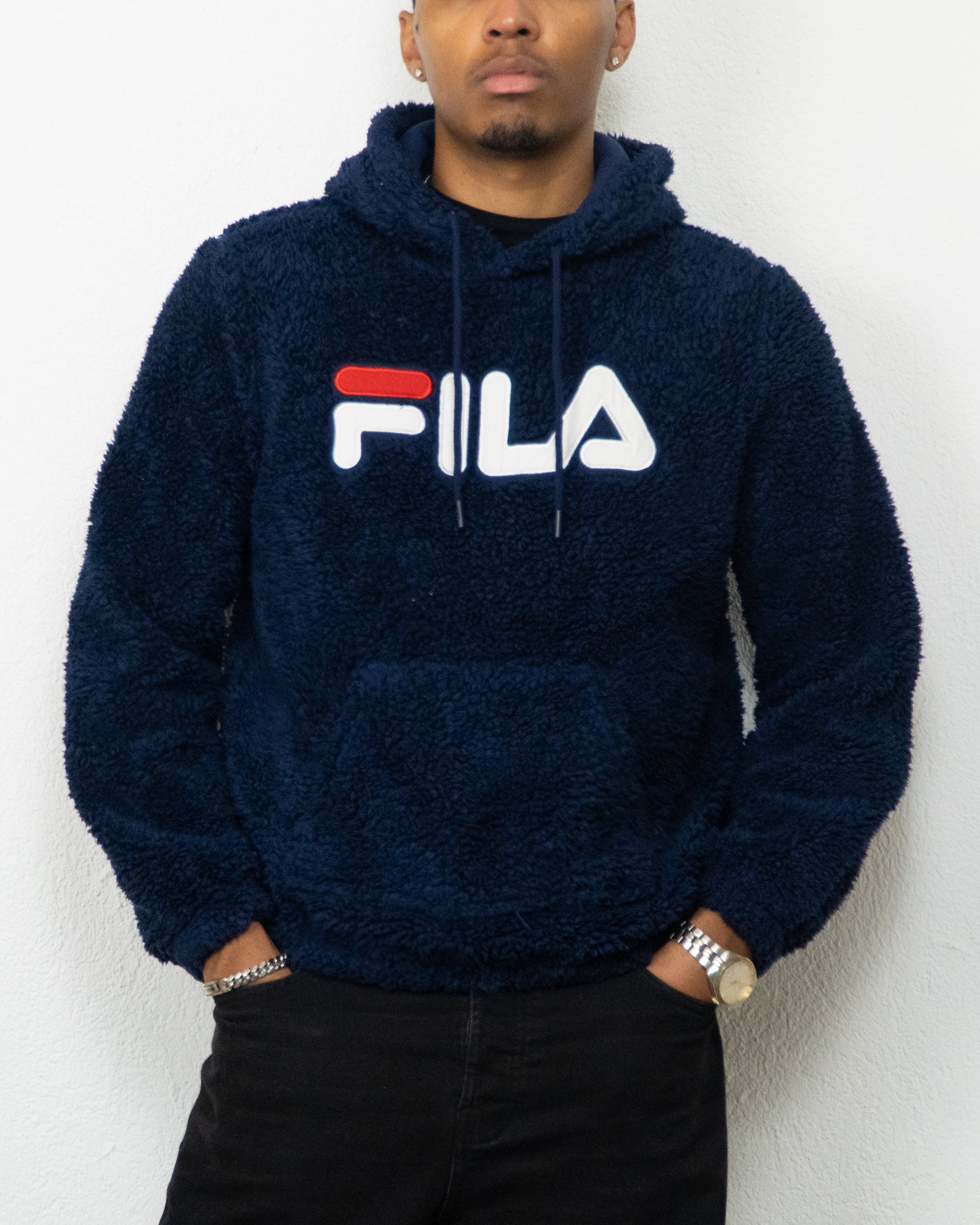 SWEATSHIRT CAPUCHE POLAIRE FILA L BLEU FONCÉ