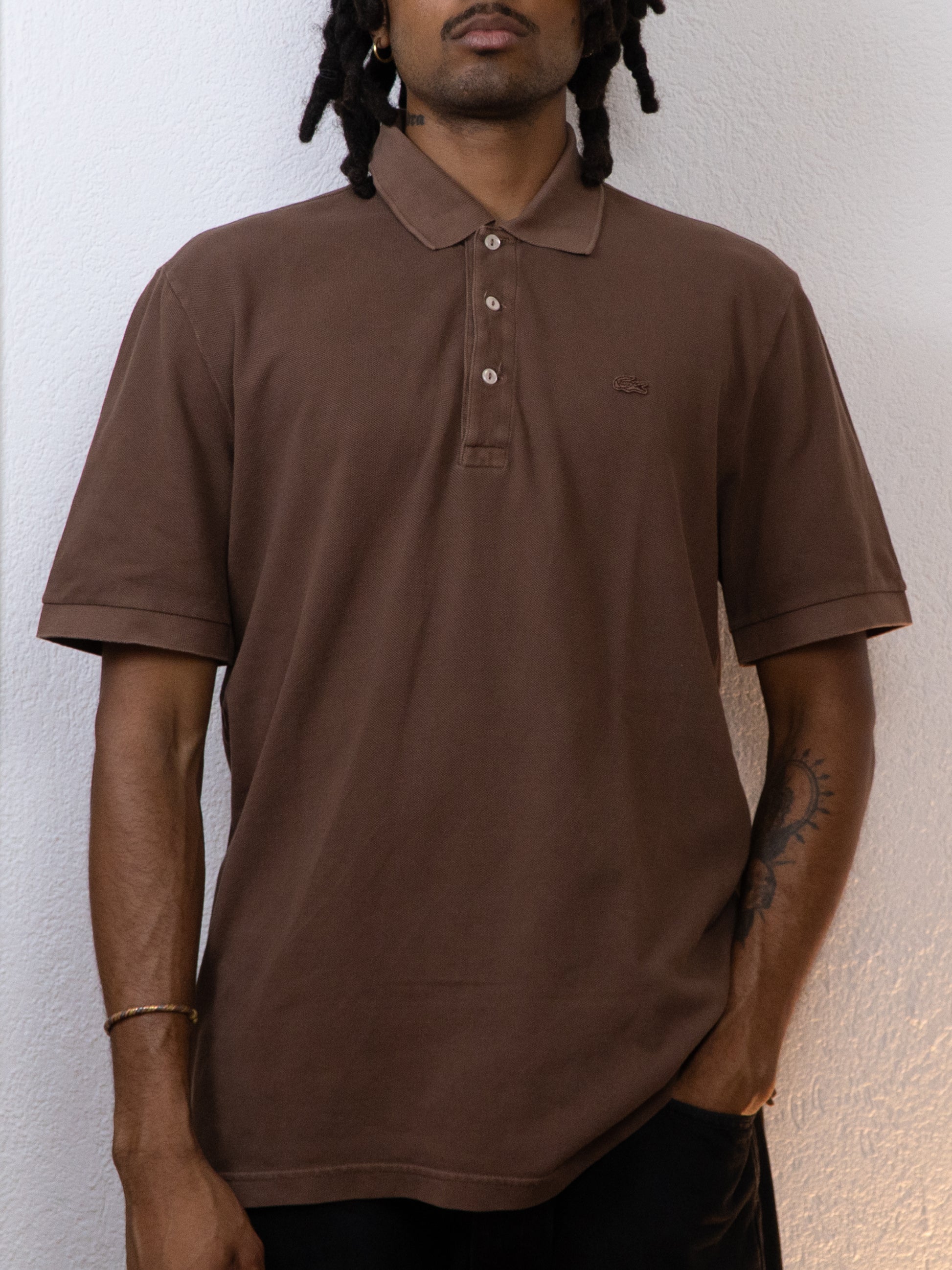 POLO LACOSTE VINTAGE WASHED 6/XL MARRON CLAIR