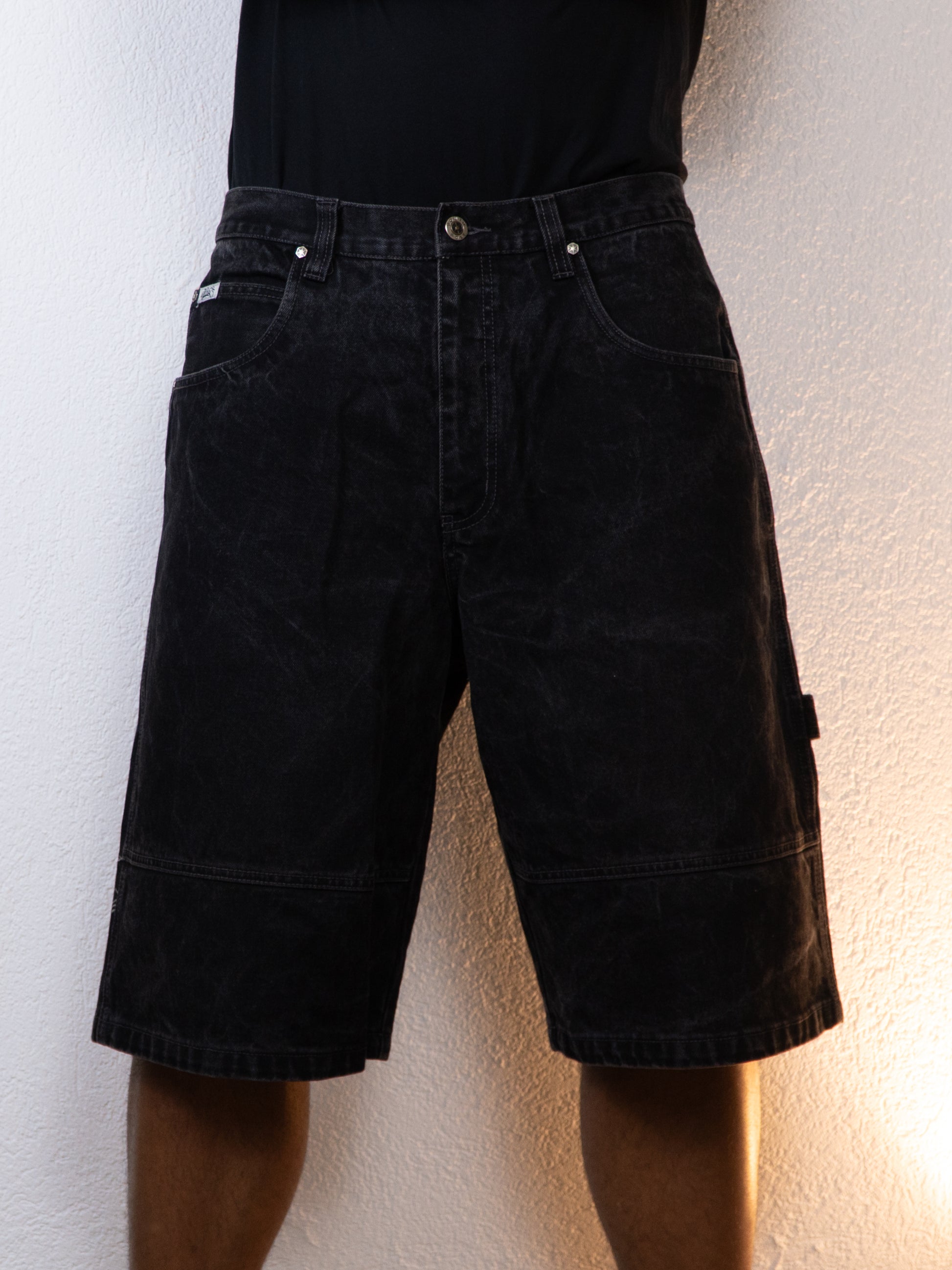 SHORT JEANS Y2K BAGGY SOUTH POLE 36 NOIR BRODÉ