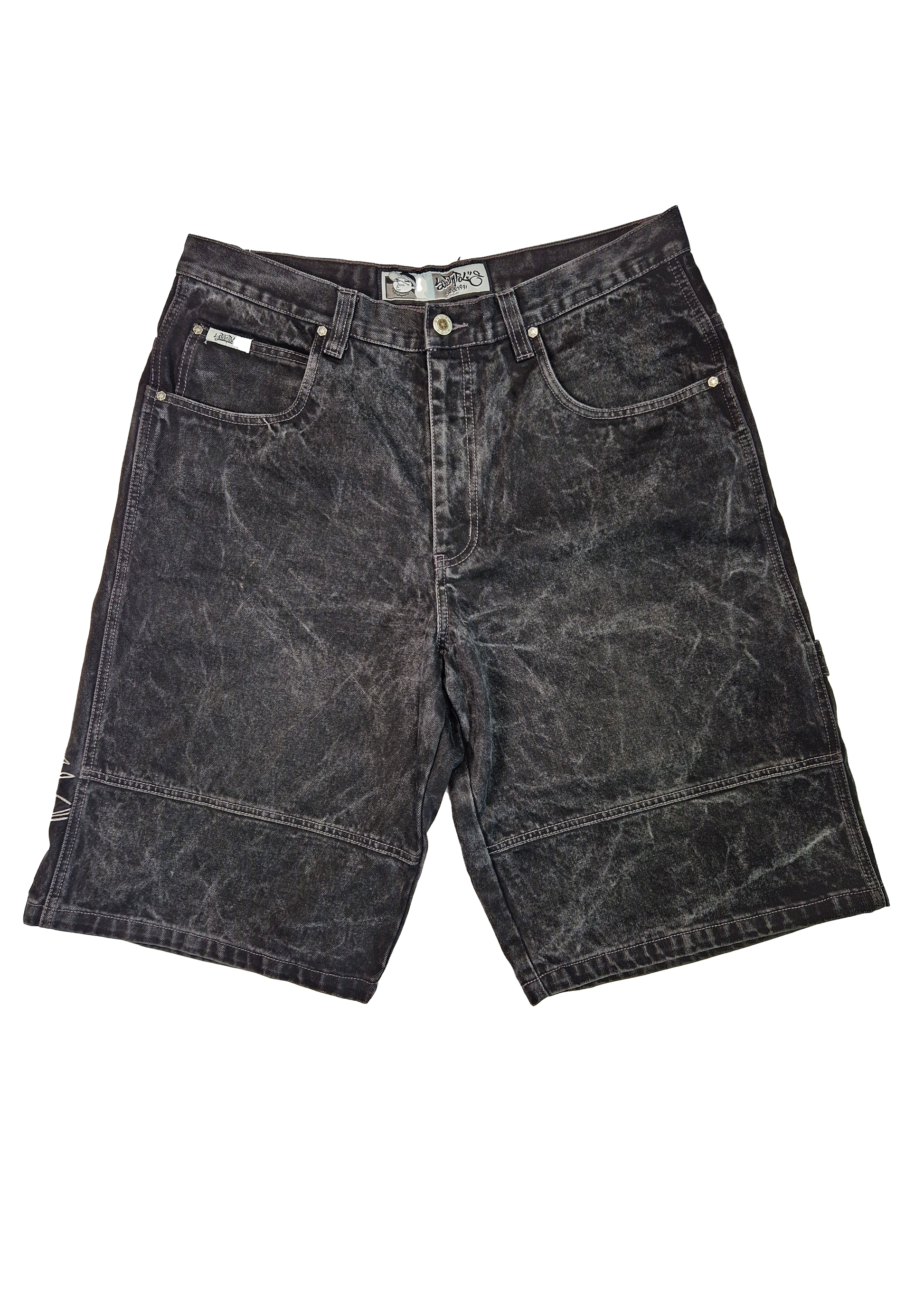 SHORT JEANS Y2K BAGGY SOUTH POLE 36 NOIR BRODÉ