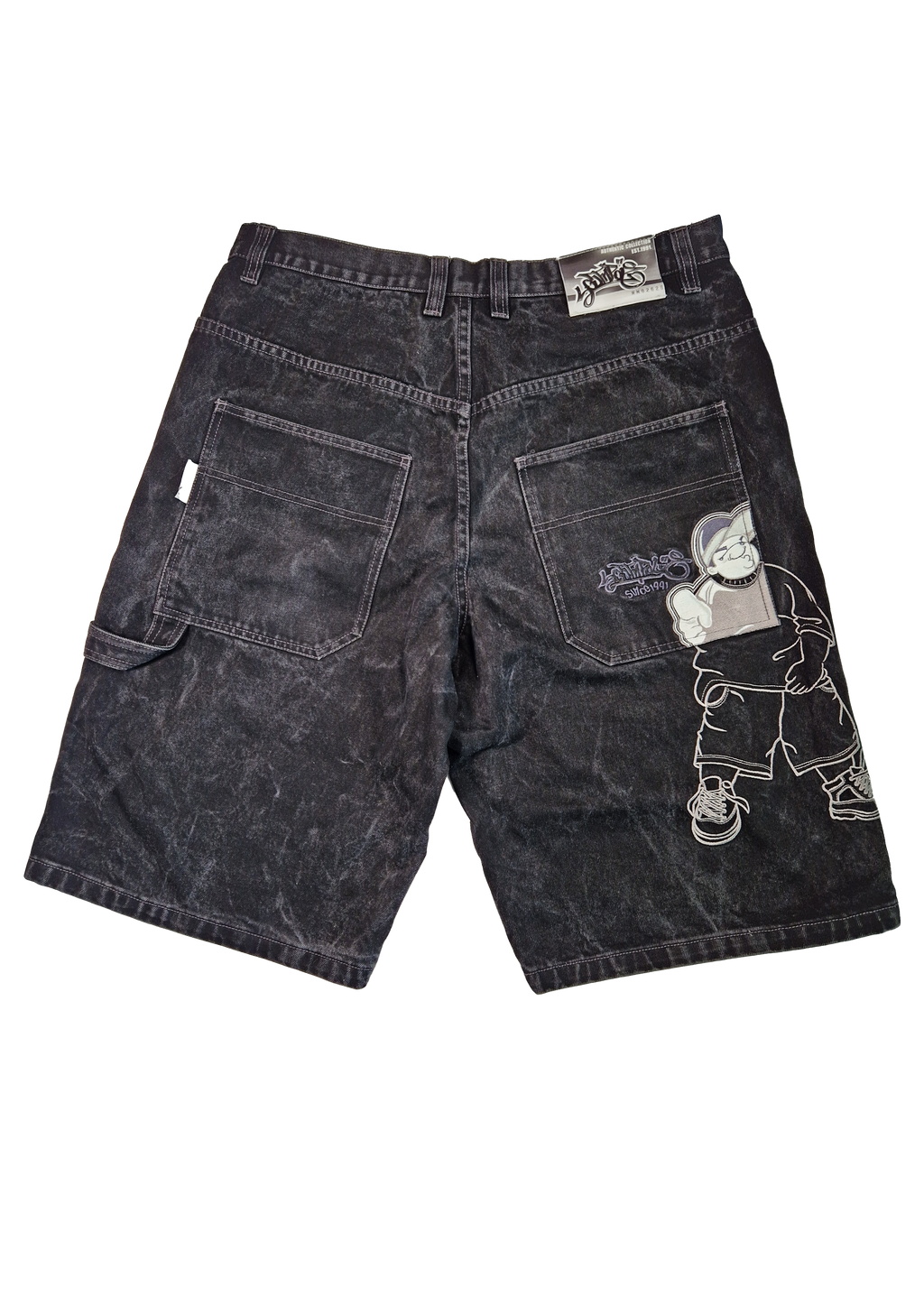 SHORT JEANS Y2K BAGGY SOUTH POLE 36 NOIR BRODÉ