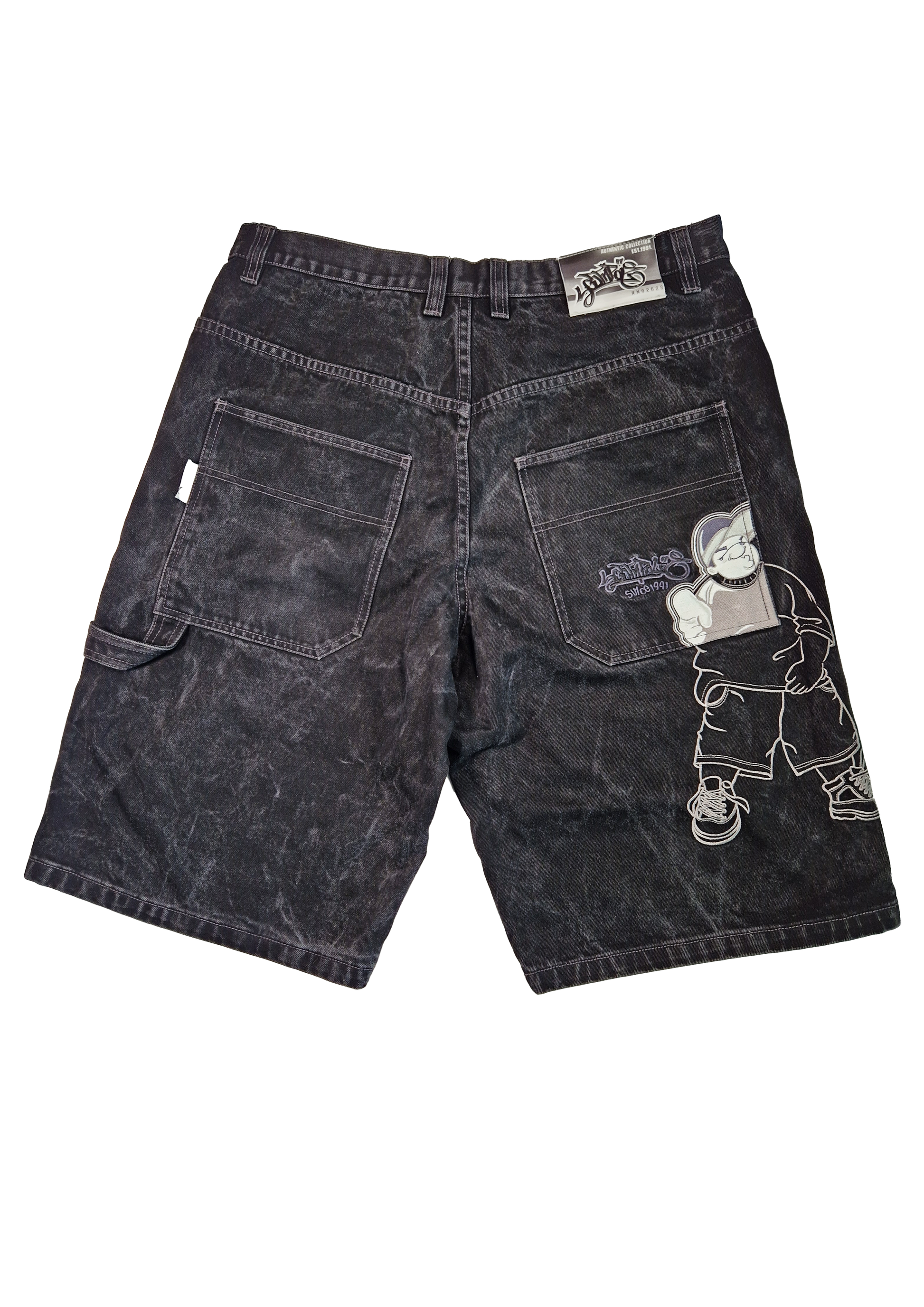 SHORT JEANS Y2K BAGGY SOUTH POLE 36 NOIR BRODÉ