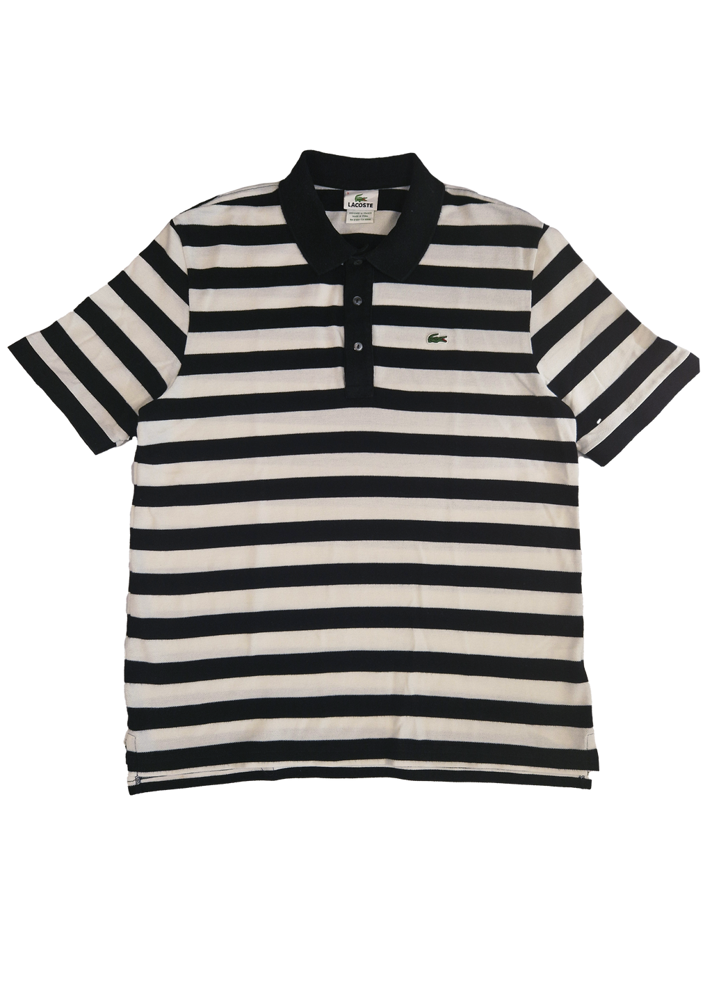 POLO LACOSTE L RAYÉ NOIR BLANC