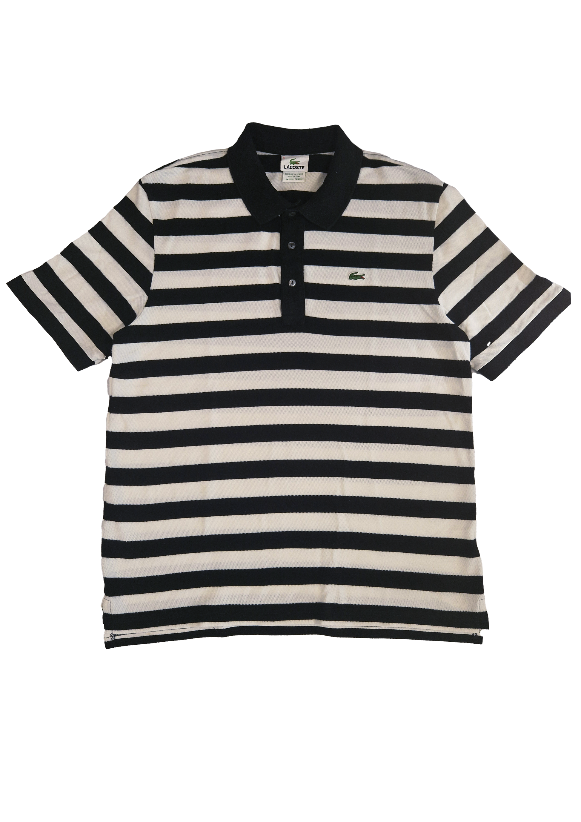 POLO LACOSTE L RAYÉ NOIR BLANC