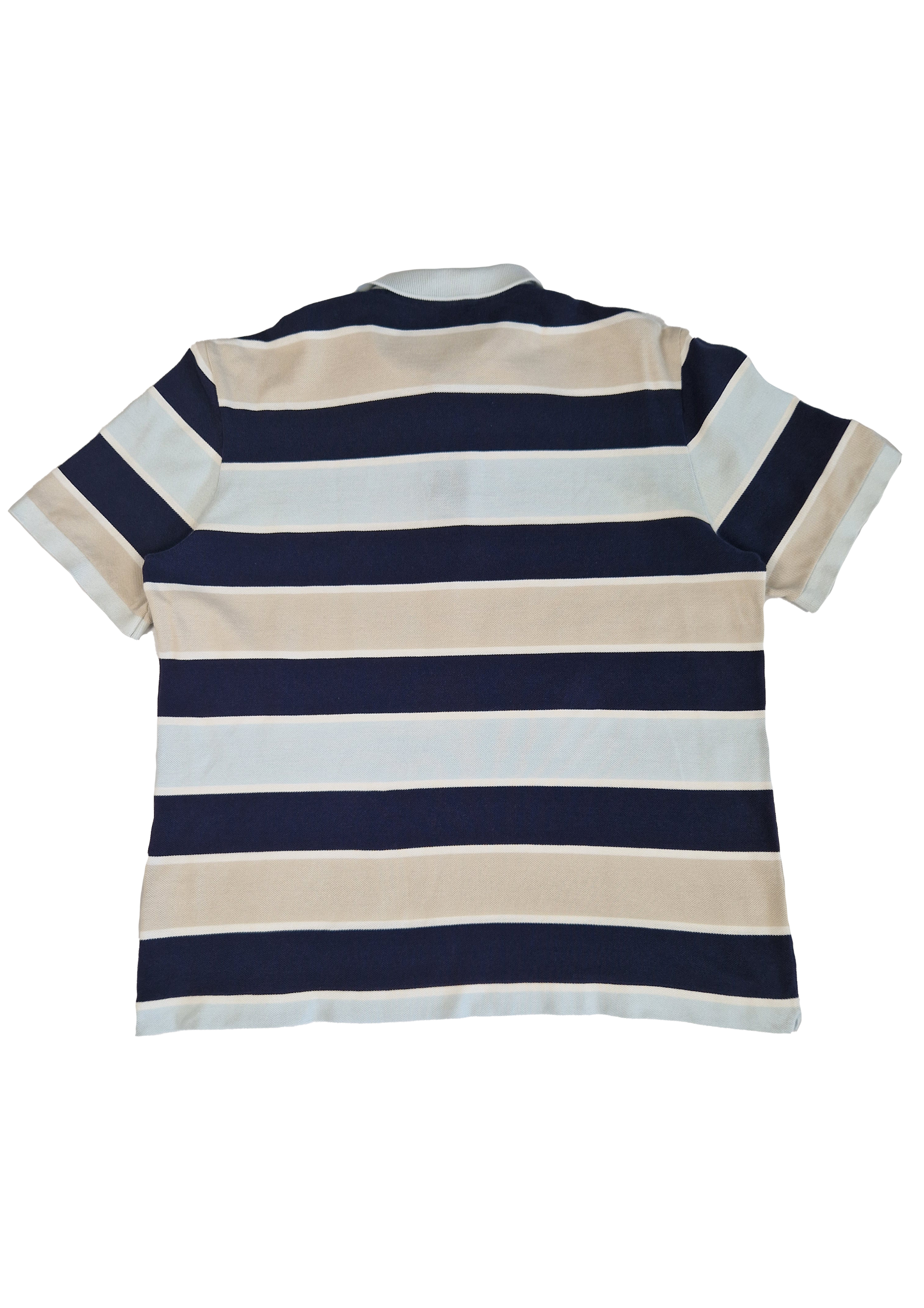 POLO LACOSTE 5/L RAYÉ BLEU CLAIR MARINE BEIGE