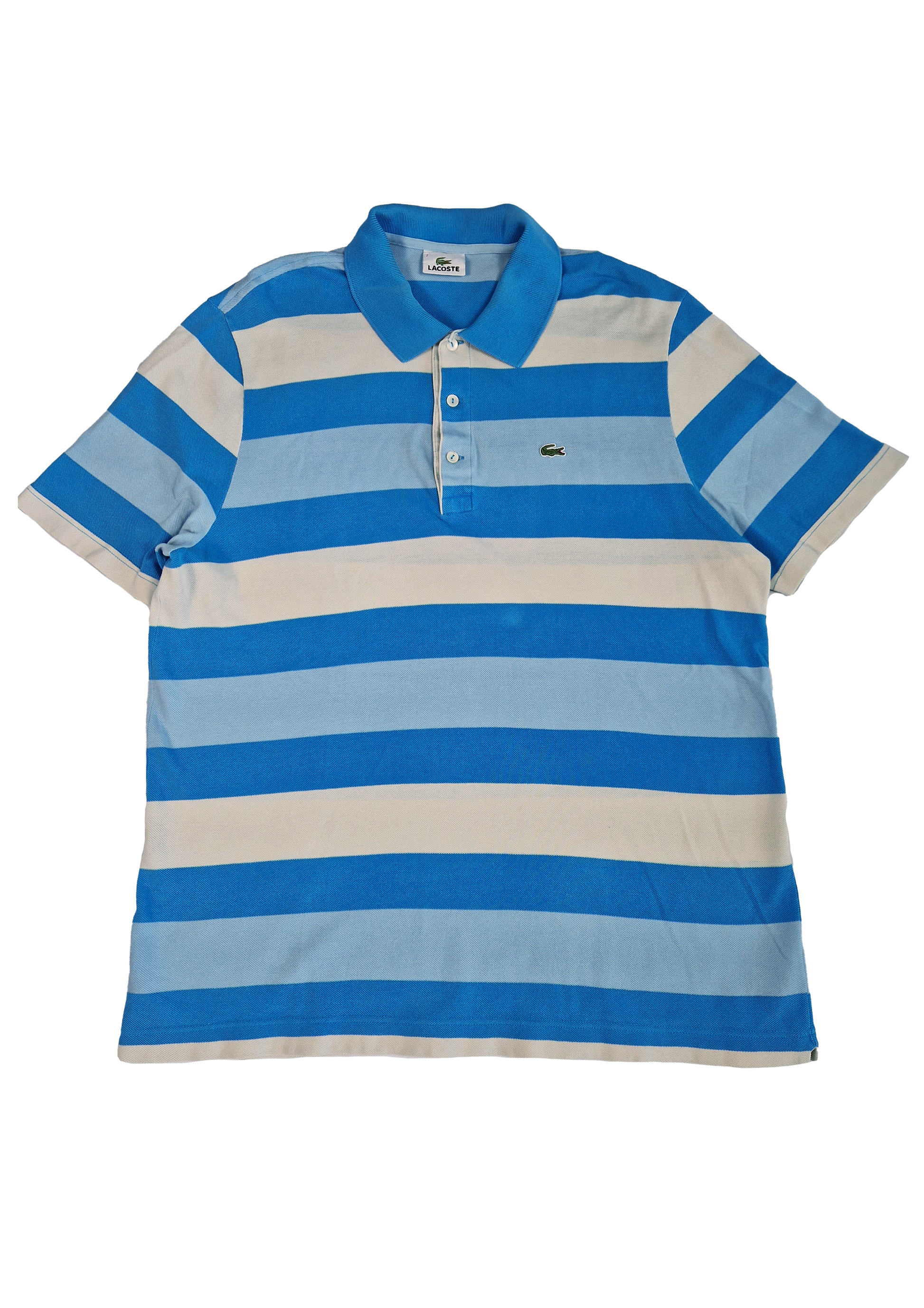 POLO LACOSTE 7/2XL RAYÉ BLEU