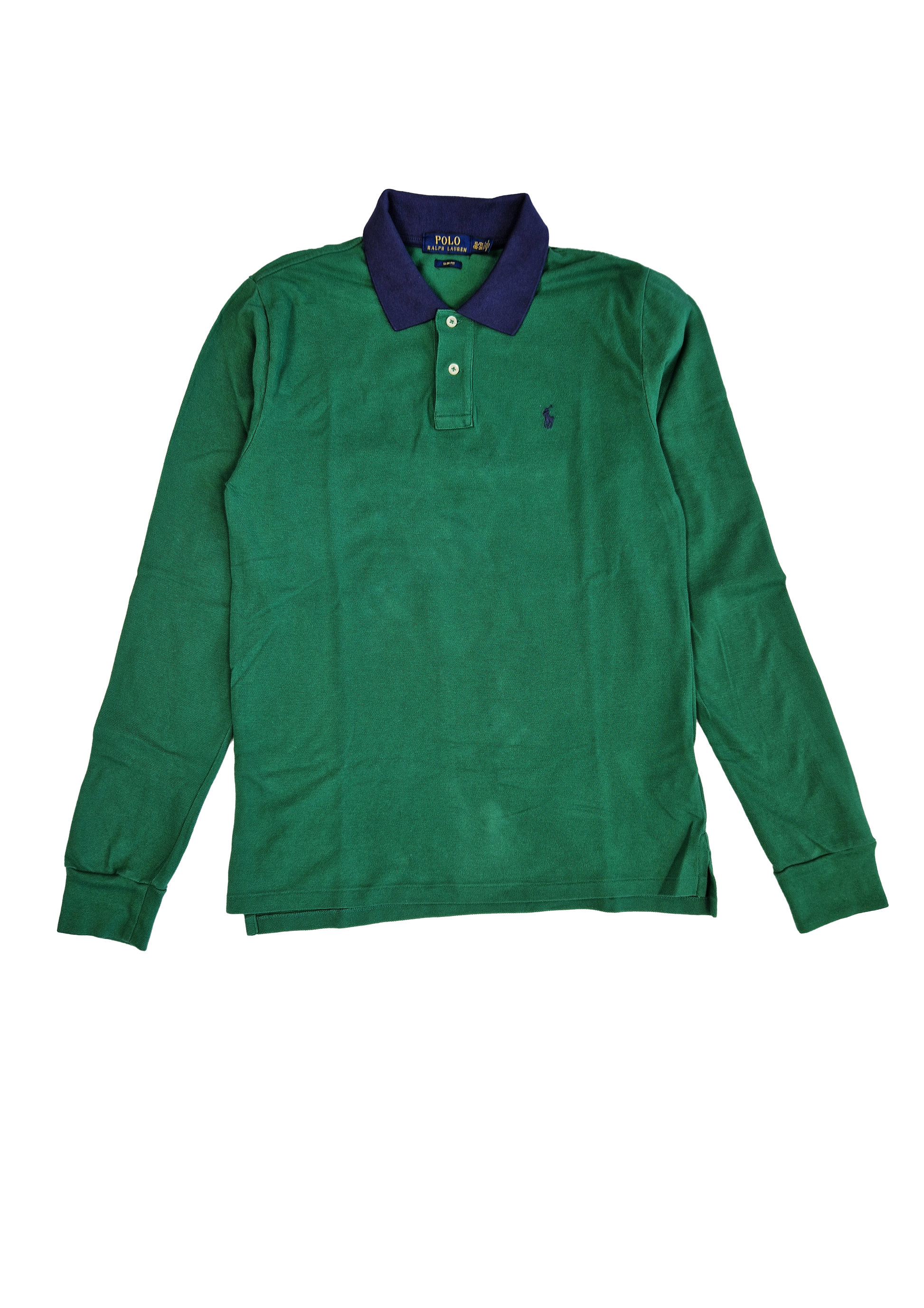POLO ML RALPH LAUREN SLIM FIT XL VERT BLEU